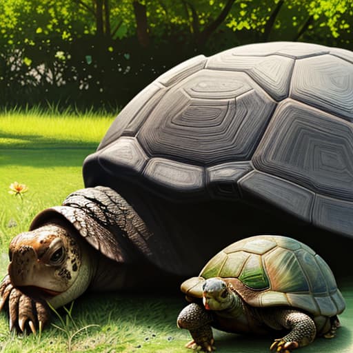  Tortoise basking in the sun,