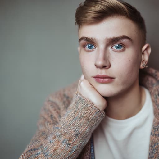 portrait+ style russian homosexual queer twink blonde very cute dude face