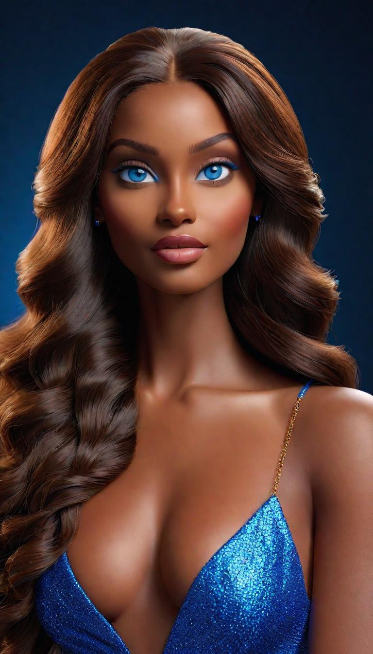  Professional 3D model of Brown skin,blue eyes, curvy model . Rendered with Octane, the model is highly detailed,dramatic lighting. hyperrealistic, full body, detailed clothing, highly detailed, cinematic lighting, stunningly beautiful, intricate, sharp focus, f/1. 8, 85mm, (centered image composition), (professionally color graded), ((bright soft diffused light)), volumetric fog, trending on instagram, trending on tumblr, HDR 4K, 8K