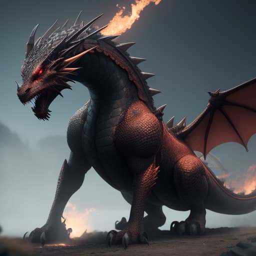  A dragon with fire hyperrealistic, full body, detailed clothing, highly detailed, cinematic lighting, stunningly beautiful, intricate, sharp focus, f/1. 8, 85mm, (centered image composition), (professionally color graded), ((bright soft diffused light)), volumetric fog, trending on instagram, trending on tumblr, HDR 4K, 8K