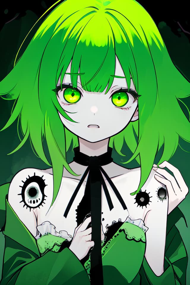  The horror of green hair characters