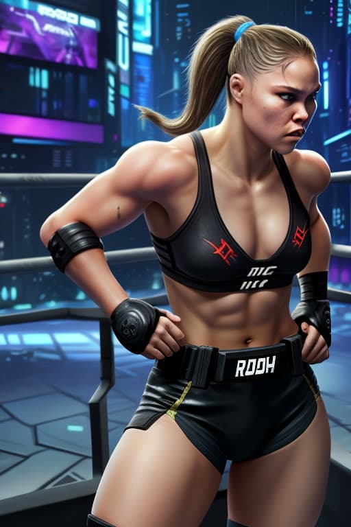  Ronda Rousey in Cyberpunk combat sports.