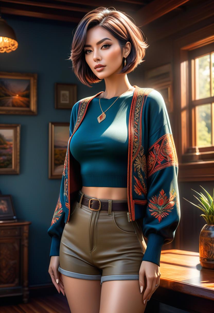  HDR photo of full body 2d digital illustration of a young woman, bob hair, intricate, ultra detailing, cute face, art, cozy atmosphere, digital painting, artstation, concept art, . High dynamic range, vivid, rich details, clear shadows and highlights, realistic, intense, enhanced contrast, highly detailed hyperrealistic, full body, detailed clothing, highly detailed, cinematic lighting, stunningly beautiful, intricate, sharp focus, f/1. 8, 85mm, (centered image composition), (professionally color graded), ((bright soft diffused light)), volumetric fog, trending on instagram, trending on tumblr, HDR 4K, 8K