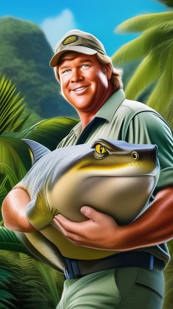  fat steve irwin, ((masterpiece)), best quality, very detailed, high resolution, sharp, sharp image, extremely detailed, 4k, 8k