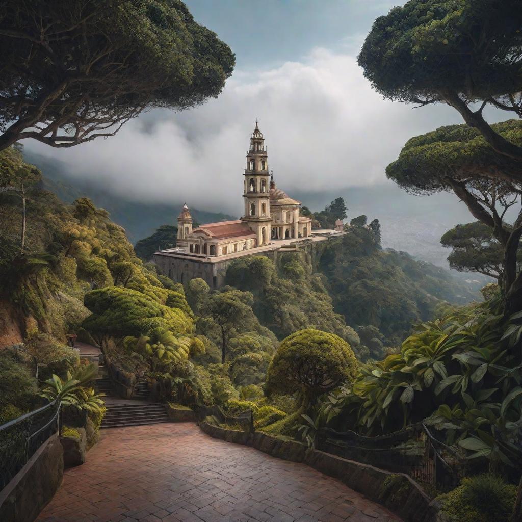  Como sera monserrate colombia bogota en el futuro hyperrealistic, full body, detailed clothing, highly detailed, cinematic lighting, stunningly beautiful, intricate, sharp focus, f/1. 8, 85mm, (centered image composition), (professionally color graded), ((bright soft diffused light)), volumetric fog, trending on instagram, trending on tumblr, HDR 4K, 8K