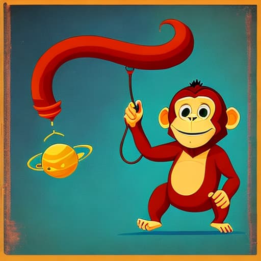  A cartoon of a monkey in space