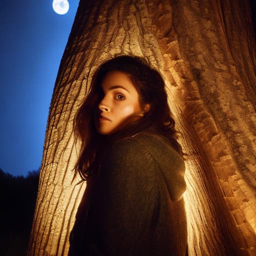 portrait+ style bosque nocturno con luna llena