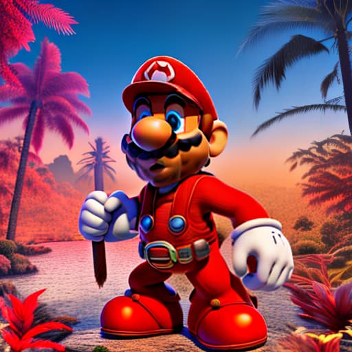 modern disney style Mario bros hyperrealistic, full body, detailed clothing, highly detailed, cinematic lighting, stunningly beautiful, intricate, sharp focus, f/1. 8, 85mm, (centered image composition), (professionally color graded), ((bright soft diffused light)), volumetric fog, trending on instagram, trending on tumblr, HDR 4K, 8K