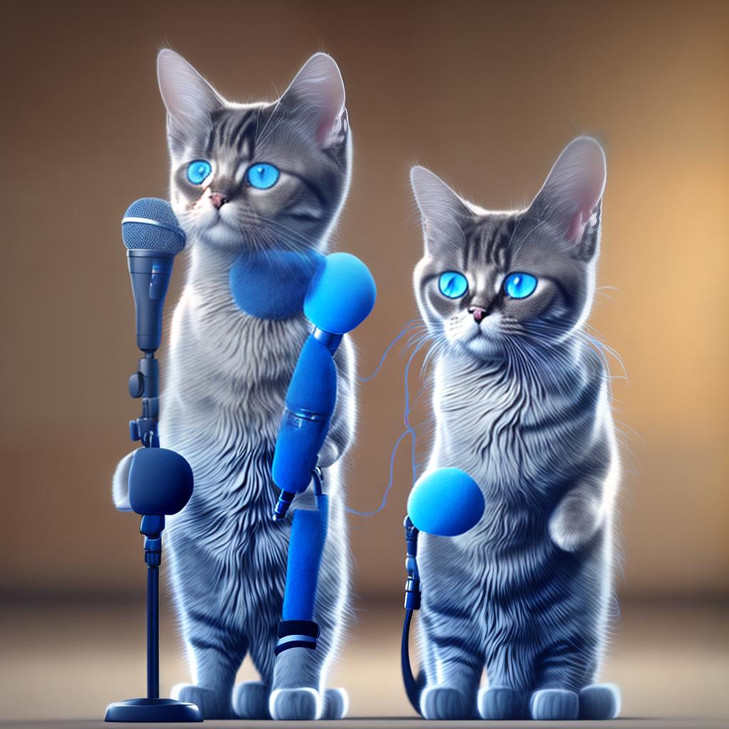 estilovintedois Standing cute cat blue eyes with standing mic