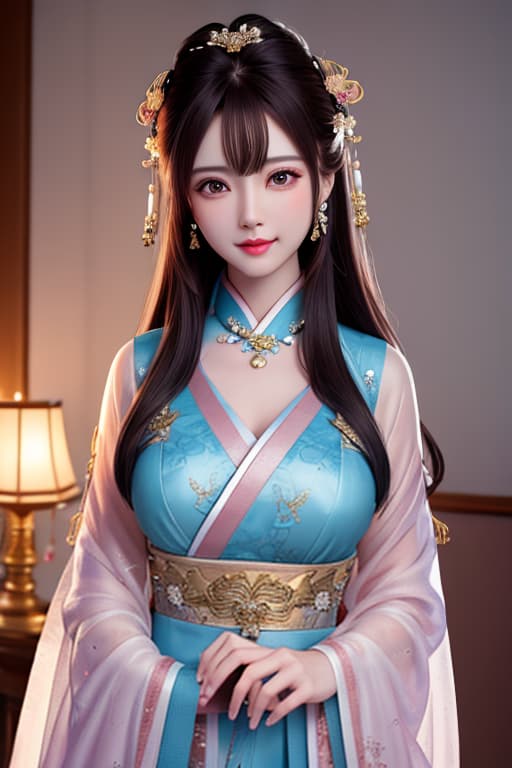  best quality, masterpiece, highres, 1girl,blush,(seductive smile:0.8),star shaped pupils,china hanfu,hair ornament,necklace, jewelry,Beautiful face,upon body, tyndall effect,photorealistic, dark studio, rim lighting, two tone lighting,(high detailed skin:1.2), 8k uhd, dslr, soft lighting, high quality, volumetric lighting, candid, Photograph, high resolution, 4k, 8k, Bokeh hyperrealistic, full body, detailed clothing, highly detailed, cinematic lighting, stunningly beautiful, intricate, sharp focus, f/1. 8, 85mm, (centered image composition), (professionally color graded), ((bright soft diffused light)), volumetric fog, trending on instagram, trending on tumblr, HDR 4K, 8K