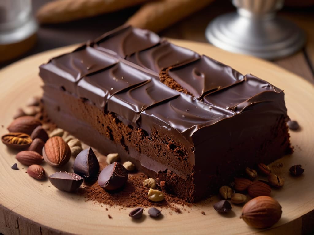  A closeup, photorealistic image of a luscious piece of dark chocolate beantobar being broken in half, revealing its rich and glossy interior filled with whole roasted cacao beans. The lighting captures the intricate details of the chocolate's texture, showcasing the contrast between the smooth surface and the crunchy beans within, creating a mouthwatering and indulgent visual that perfectly complements the article on selecting the best chocolate for decadent desserts. hyperrealistic, full body, detailed clothing, highly detailed, cinematic lighting, stunningly beautiful, intricate, sharp focus, f/1. 8, 85mm, (centered image composition), (professionally color graded), ((bright soft diffused light)), volumetric fog, trending on instagram, trending on tumblr, HDR 4K, 8K