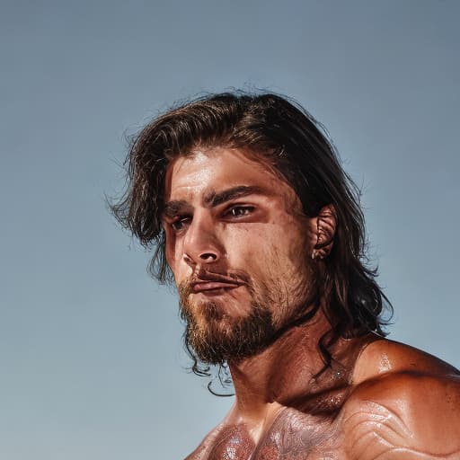 portrait+ style wwe queer brunette hunk dude face