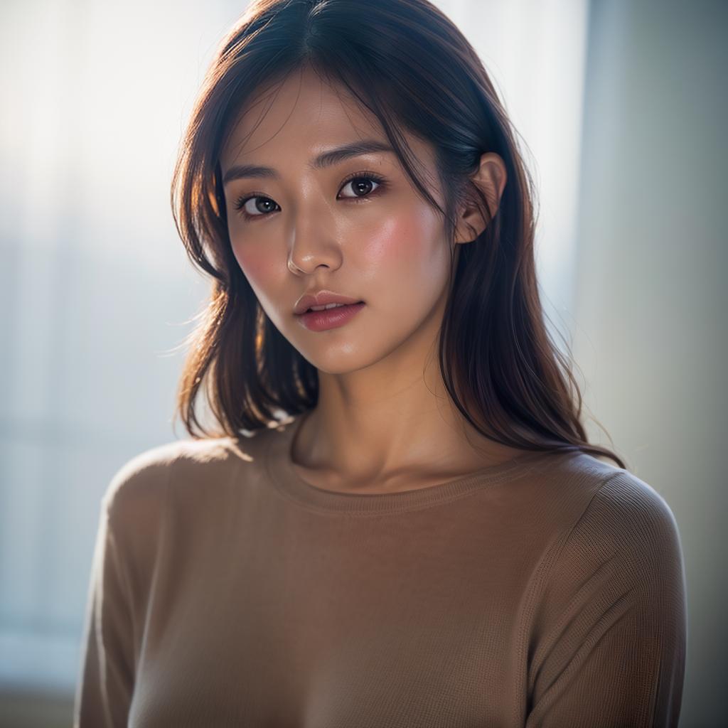  (masterpiece:1.3), (8k, photorealistic,photo, best quality: 1.4), (Japanese woman wearing clothes:),(realistic face), realistic eyes, (realistic skin), beautiful skin, (perfect body:1.3), (detailed body:1.2), hyperrealistic, full body, detailed clothing, highly detailed, cinematic lighting, stunningly beautiful, intricate, sharp focus, f/1. 8, 85mm, (centered image composition), (professionally color graded), ((bright soft diffused light)), volumetric fog, trending on instagram, trending on tumblr, HDR 4K, 8K