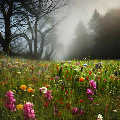 mdjrny-v4 style flowers in the field hyperrealistic, full body, detailed clothing, highly detailed, cinematic lighting, stunningly beautiful, intricate, sharp focus, f/1. 8, 85mm, (centered image composition), (professionally color graded), ((bright soft diffused light)), volumetric fog, trending on instagram, trending on tumblr, HDR 4K, 8K