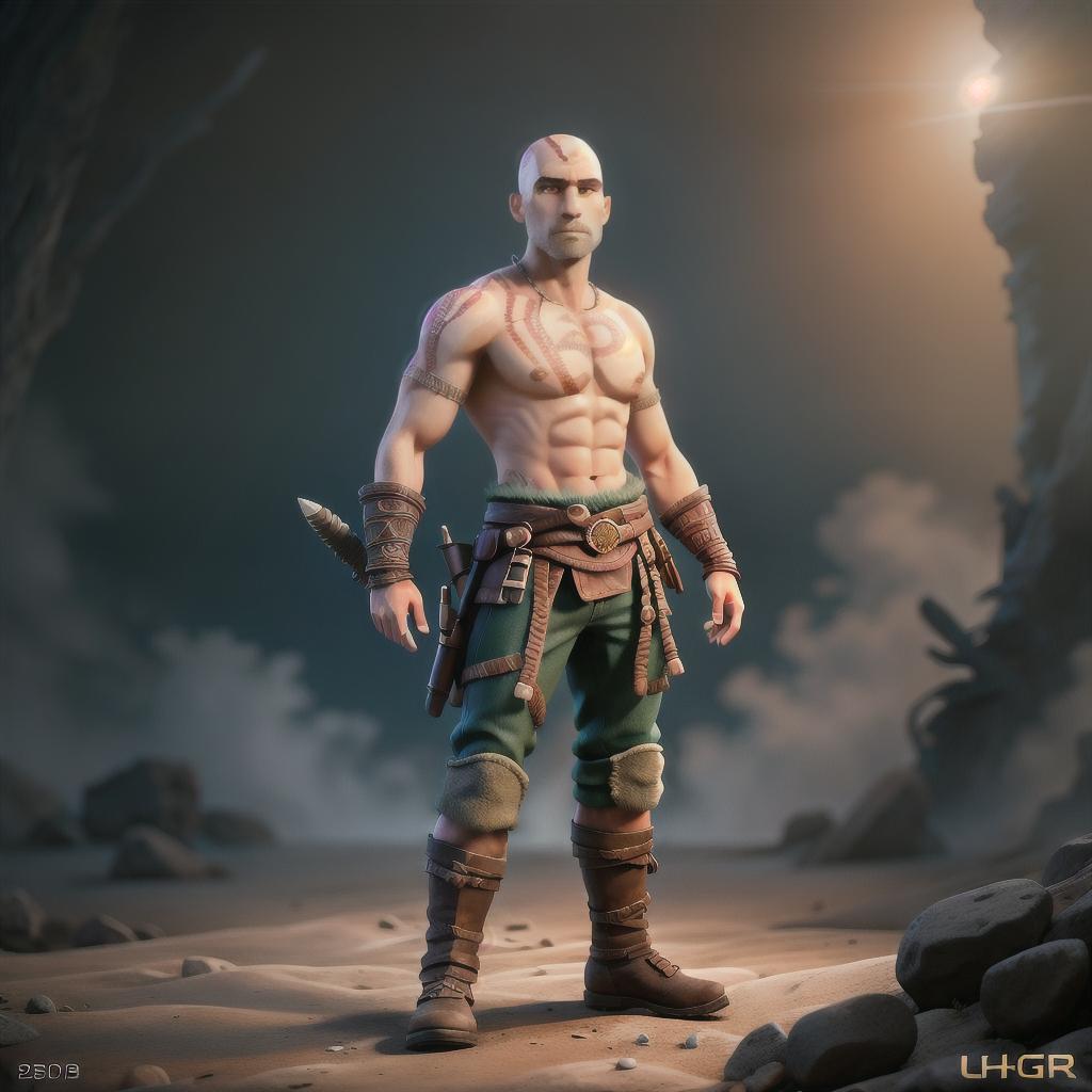  God of war hyperrealistic, full body, detailed clothing, highly detailed, cinematic lighting, stunningly beautiful, intricate, sharp focus, f/1. 8, 85mm, (centered image composition), (professionally color graded), ((bright soft diffused light)), volumetric fog, trending on instagram, trending on tumblr, HDR 4K, 8K