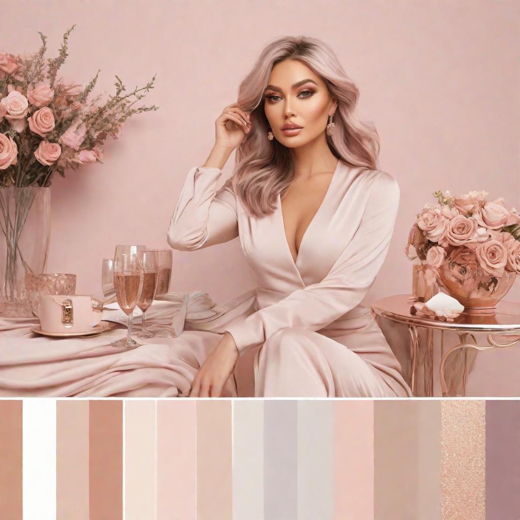  color scheme: choose a feminine and elegant color palette, such as soft pastels (pink, lavender, mint) or a combination of neutrals (rose gold, champagne, pearl white). this will give the logo a sophisticated feel., cute, hyper detail, full HD hyperrealistic, full body, detailed clothing, highly detailed, cinematic lighting, stunningly beautiful, intricate, sharp focus, f/1. 8, 85mm, (centered image composition), (professionally color graded), ((bright soft diffused light)), volumetric fog, trending on instagram, trending on tumblr, HDR 4K, 8K