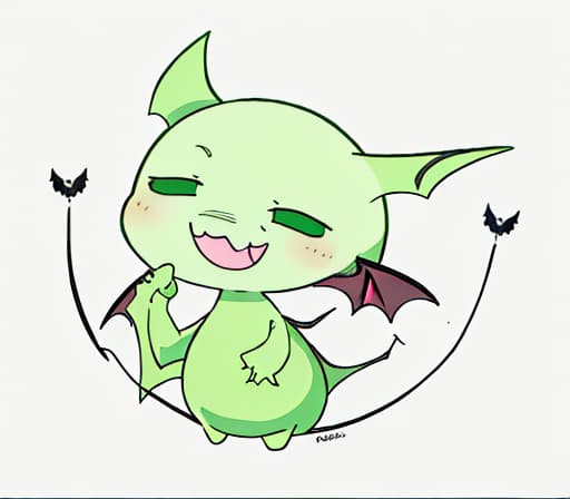  green bat saying hi