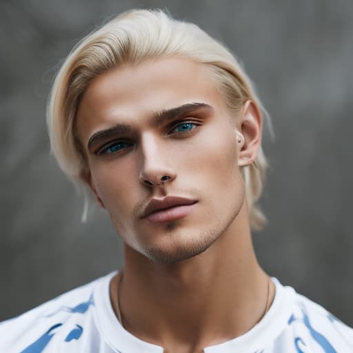 portrait+ style Russian queer fitness model blonde hunk dude face