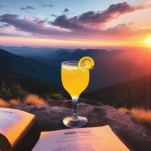  sunset on a mountain with lemonade