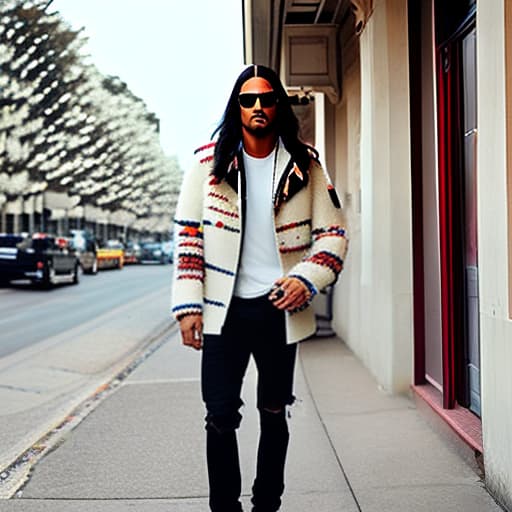 wa-vy style american indian young man with long hair hyperrealistic, full body, detailed clothing, highly detailed, cinematic lighting, stunningly beautiful, intricate, sharp focus, f/1. 8, 85mm, (centered image composition), (professionally color graded), ((bright soft diffused light)), volumetric fog, trending on instagram, trending on tumblr, HDR 4K, 8K