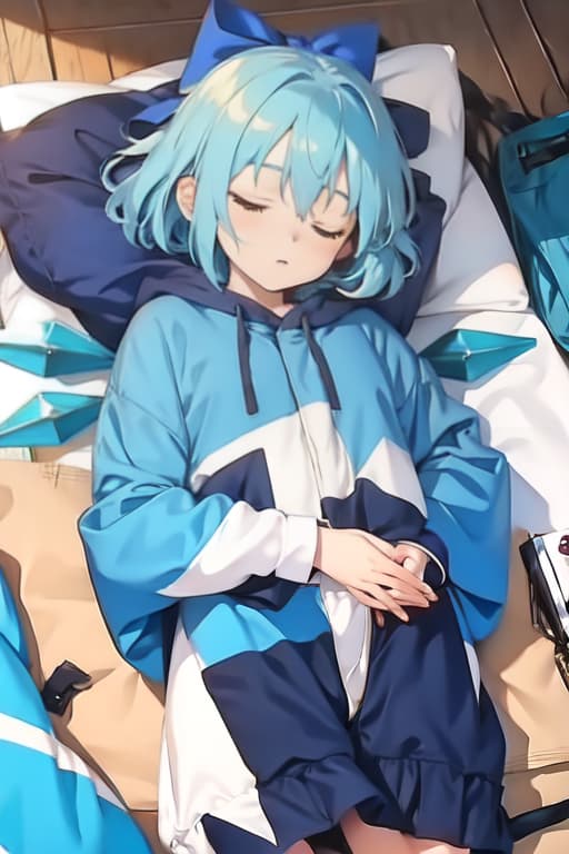  Cirno in a sleeping bag