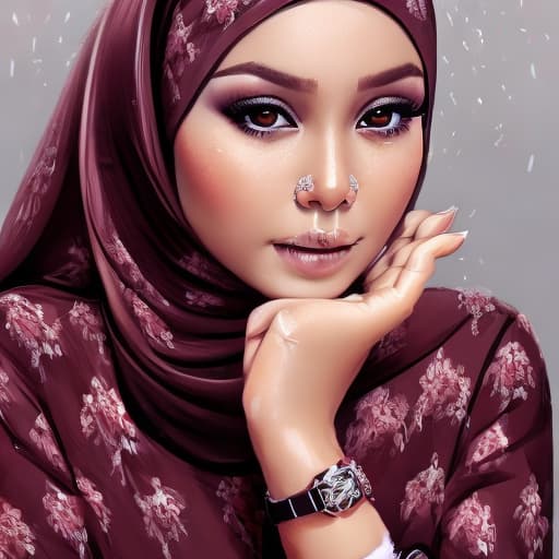 portrait+ style wanita cantik berkulit putih memakai jilbab