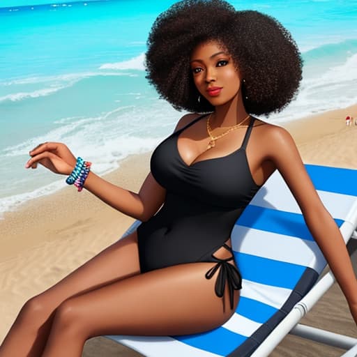  black women wear the beach wear，