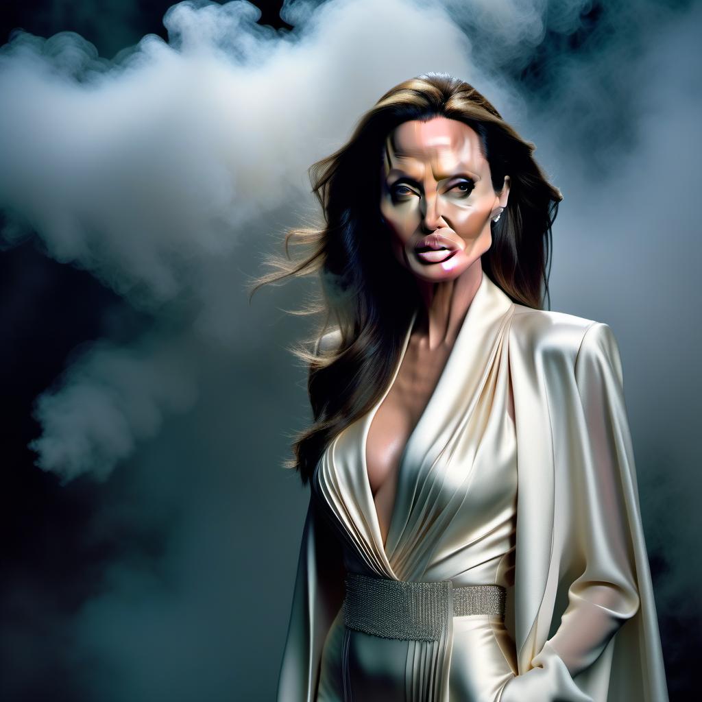  Angelina Jolie hyperrealistic, full body, detailed clothing, highly detailed, cinematic lighting, stunningly beautiful, intricate, sharp focus, f/1. 8, 85mm, (centered image composition), (professionally color graded), ((bright soft diffused light)), volumetric fog, trending on instagram, trending on tumblr, HDR 4K, 8K