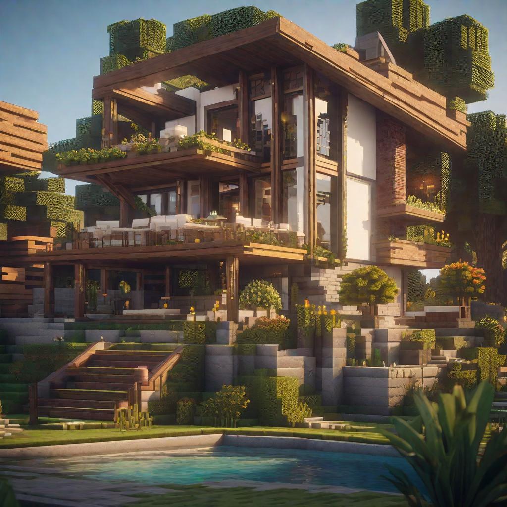  Minecraft casa hyperrealistic, full body, detailed clothing, highly detailed, cinematic lighting, stunningly beautiful, intricate, sharp focus, f/1. 8, 85mm, (centered image composition), (professionally color graded), ((bright soft diffused light)), volumetric fog, trending on instagram, trending on tumblr, HDR 4K, 8K