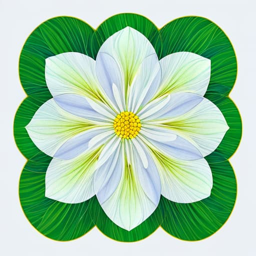  Gardenia Flower Botanical Illustration, Abstract Generative AI Illustration，