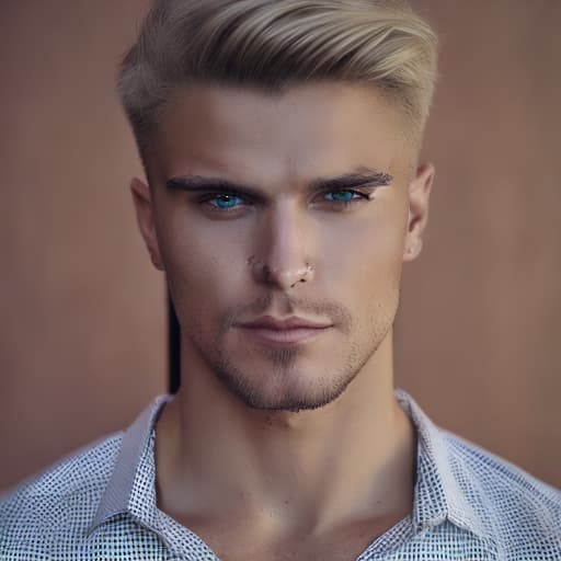 portrait+ style Russian queer fitness model brunette hunk dude face