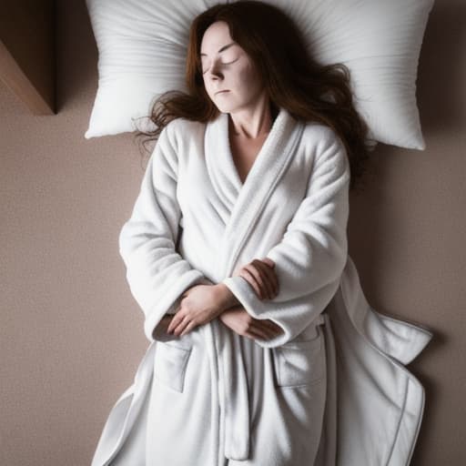  woman wearing a robe without anything else in sleep