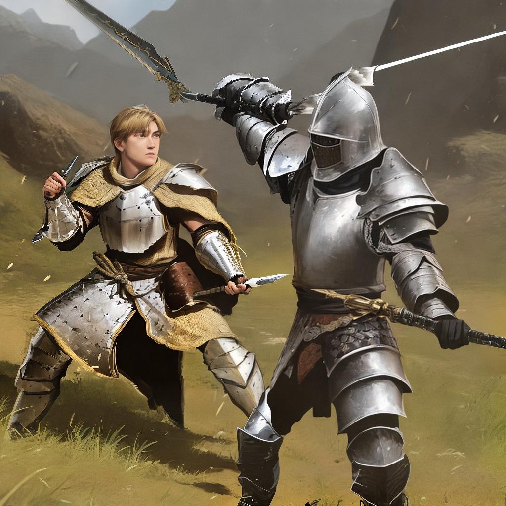  A young general, clad in armor and armed with a spear, fought valiantly.
