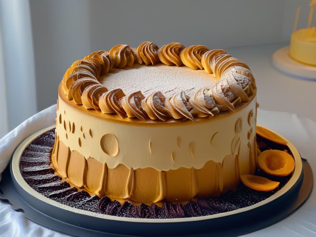  A closeup, ultradetailed image of a perfectly baked, goldenbrown cake emerging from a highquality, nonstick baking mold. The intricate design of the mold is evident in the flawless pattern imprinted on the cake's surface, showcasing the benefits of using antiadherent baking molds for superior results in pastry making. hyperrealistic, full body, detailed clothing, highly detailed, cinematic lighting, stunningly beautiful, intricate, sharp focus, f/1. 8, 85mm, (centered image composition), (professionally color graded), ((bright soft diffused light)), volumetric fog, trending on instagram, trending on tumblr, HDR 4K, 8K