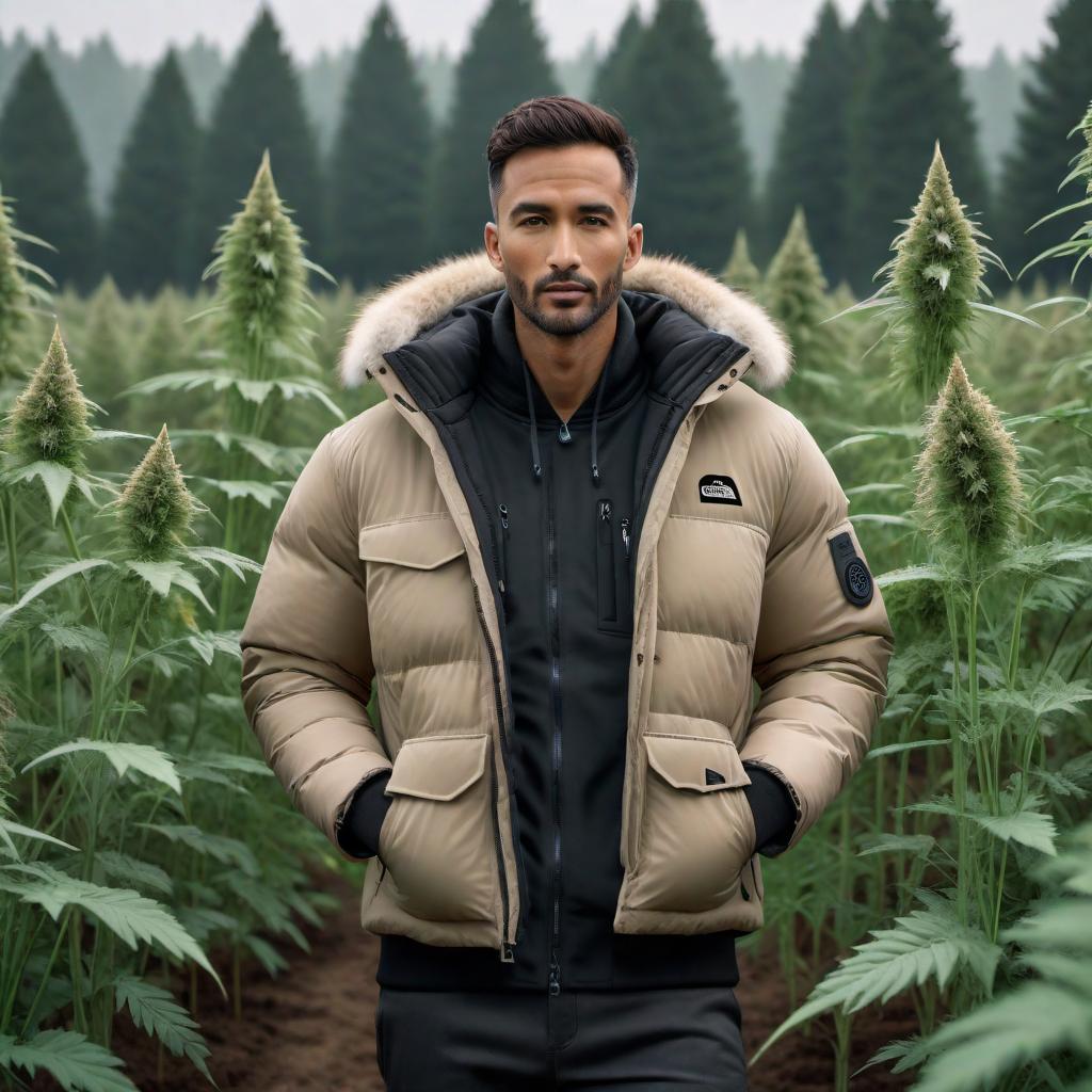  Create a non-realistic cartoony picture of a guy standing in a weed farm wearing a fur hood Canada Goose coat and black Nike Air Max 95s trainers. hyperrealistic, full body, detailed clothing, highly detailed, cinematic lighting, stunningly beautiful, intricate, sharp focus, f/1. 8, 85mm, (centered image composition), (professionally color graded), ((bright soft diffused light)), volumetric fog, trending on instagram, trending on tumblr, HDR 4K, 8K