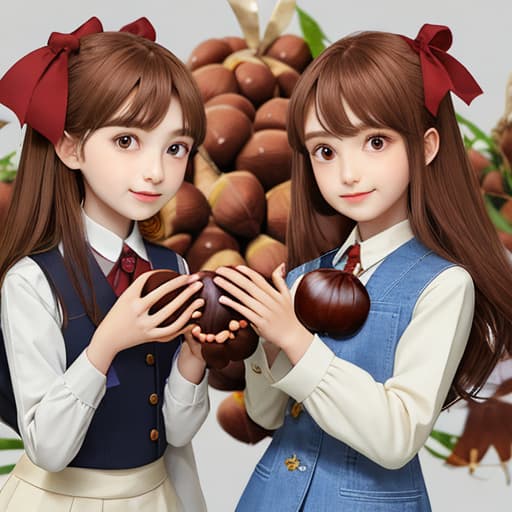  Flat hands holding chestnuts,