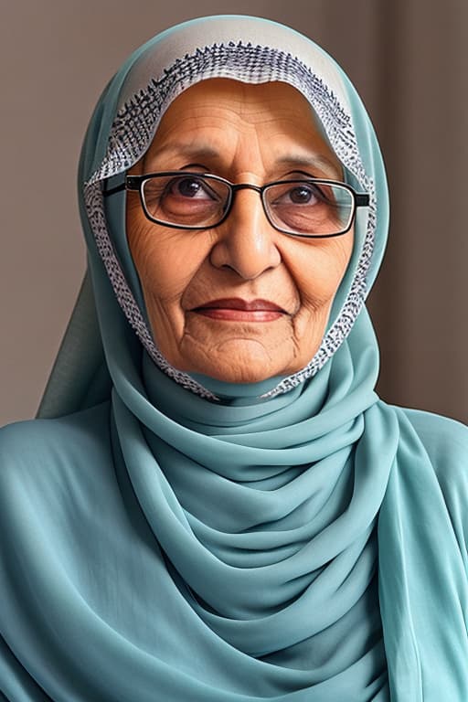  An Arabian grandmother from gulf countries wearing hijab and glasses