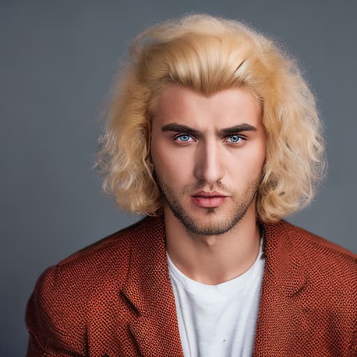 portrait+ style Russian queer mad TV actor blonde hunk dude face