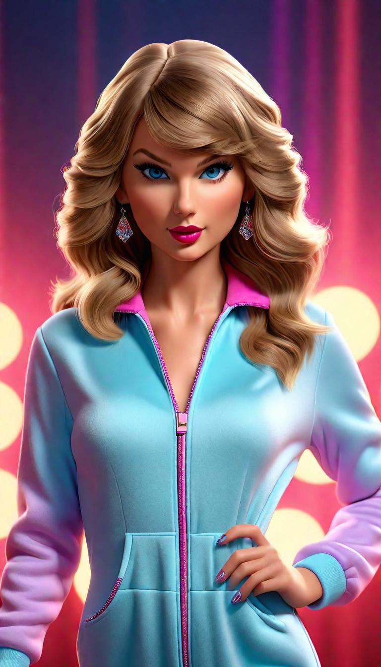  Professional 3D model of Taylor Swift in onesie pajamas . Rendered with Octane, the model is highly detailed,dramatic lighting. hyperrealistic, full body, detailed clothing, highly detailed, cinematic lighting, stunningly beautiful, intricate, sharp focus, f/1. 8, 85mm, (centered image composition), (professionally color graded), ((bright soft diffused light)), volumetric fog, trending on instagram, trending on tumblr, HDR 4K, 8K