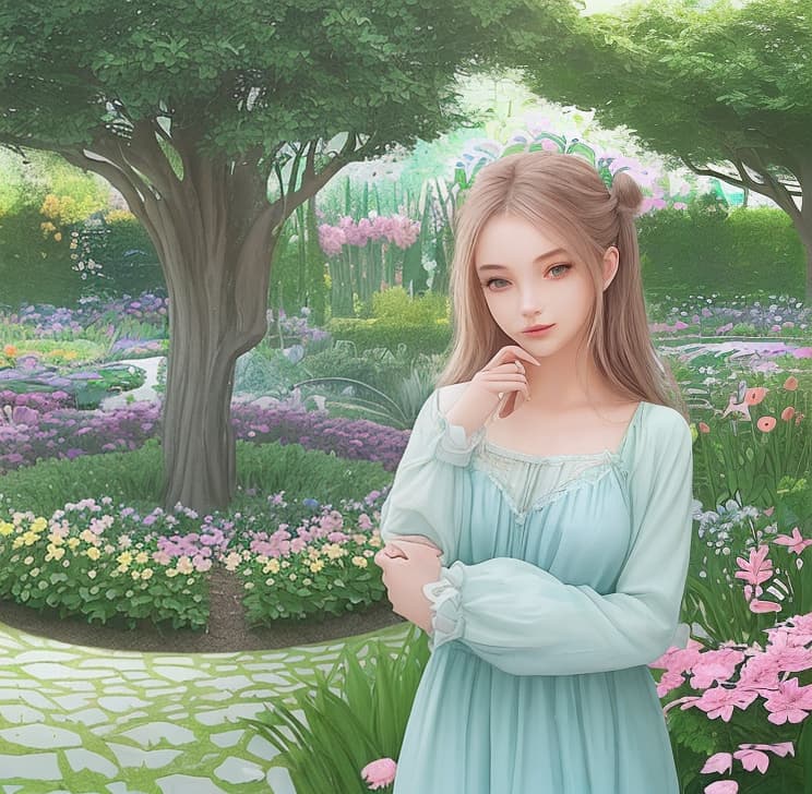  a beautiful girl and dream garden