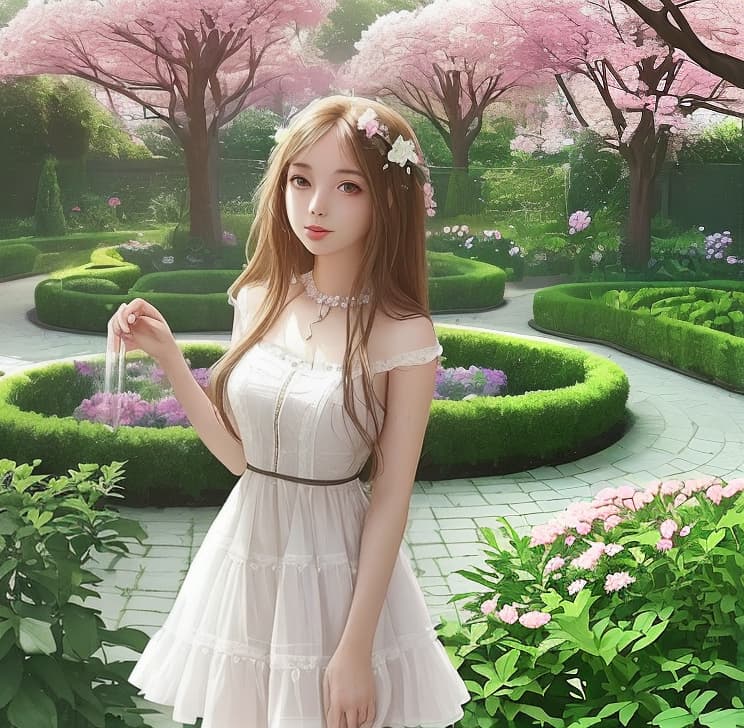  a beautiful girl and dream garden