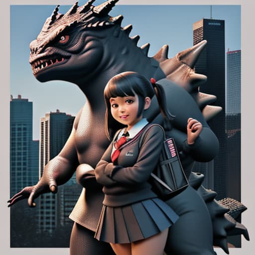  school girl and godzilla are friends