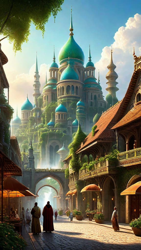  (A grand Tartarian city in the midst of a lush, verdant landscape. Towering spires and domes of ornate, intricate architecture stretch towards the sky, powered by an ethereal, glowing energy that emanates from the structures. In the foreground, people go about their daily lives, utilizing the free energy to power their homes and communities. The scene conveys a sense of advanced, sustainable technology in harmony with the natural world.) hyperrealistic, full body, detailed clothing, highly detailed, cinematic lighting, stunningly beautiful, intricate, sharp focus, f/1. 8, 85mm, (centered image composition), (professionally color graded), ((bright soft diffused light)), volumetric fog, trending on instagram, trending on tumblr, HDR 4K, 8K