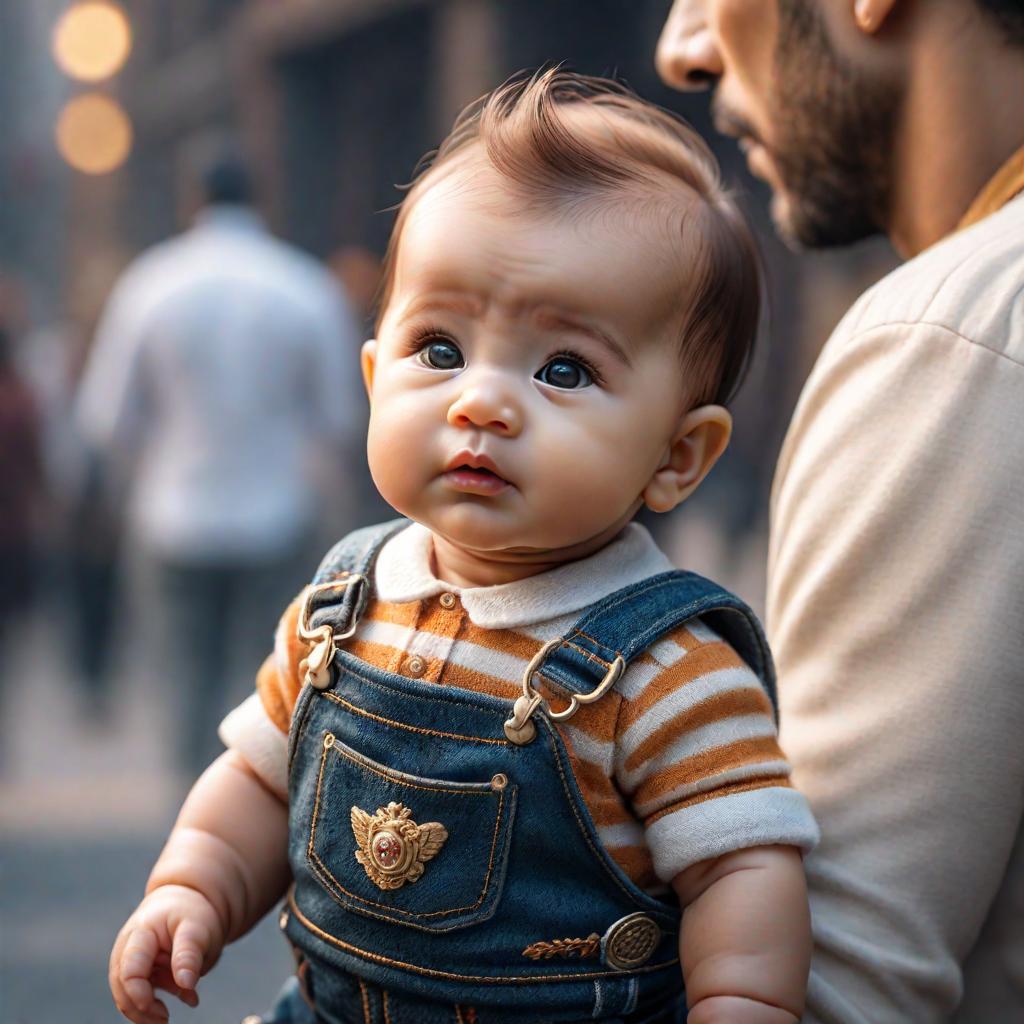  a cute baby hyperrealistic, full body, detailed clothing, highly detailed, cinematic lighting, stunningly beautiful, intricate, sharp focus, f/1. 8, 85mm, (centered image composition), (professionally color graded), ((bright soft diffused light)), volumetric fog, trending on instagram, trending on tumblr, HDR 4K, 8K