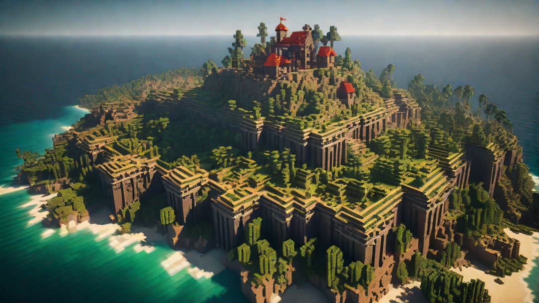  Create a vivid image for an article titled: Minecraft Pirate Island. hyperrealistic, full body, detailed clothing, highly detailed, cinematic lighting, stunningly beautiful, intricate, sharp focus, f/1. 8, 85mm, (centered image composition), (professionally color graded), ((bright soft diffused light)), volumetric fog, trending on instagram, trending on tumblr, HDR 4K, 8K