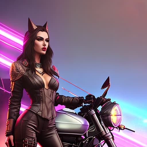 nvinkpunk devilqueen badass on a motorcycle hyperrealistic, full body, detailed clothing, highly detailed, cinematic lighting, stunningly beautiful, intricate, sharp focus, f/1. 8, 85mm, (centered image composition), (professionally color graded), ((bright soft diffused light)), volumetric fog, trending on instagram, trending on tumblr, HDR 4K, 8K