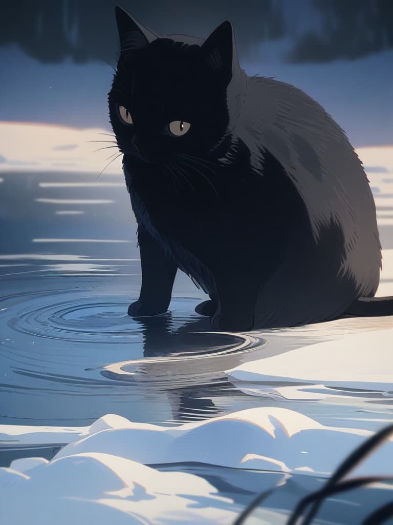  (small fish fishing:1.7、black cat that catches small fish、black cat fishing with a tail)、((icon、logotype design:1.4、symbol design))、black cat & small fish、(((long shot、on the frozen lake)))、best quality:1.4、masterpiece:1.4、ultra detailed texture、RAW photorealistic、absurd resolution、8K illustration、no background、💩、💩、💩、💩、💩、, masterpiece, best quality,8k,ultra detailed,high resolution,an extremely delicate and beautiful,hyper detail