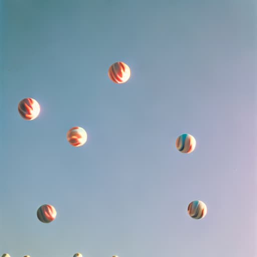 analog style colorful balls floating in the air