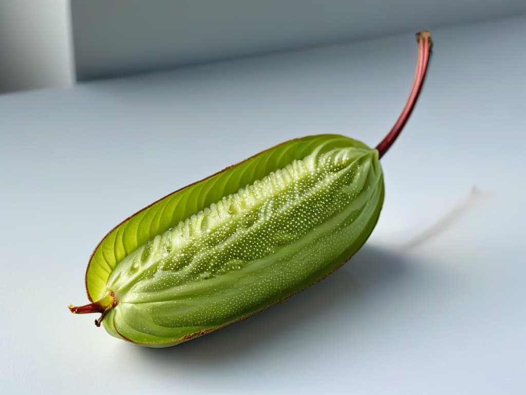  A closeup, ultradetailed image of a delicate vanilla bean pod split open, revealing the tiny, aromatic seeds inside. The focus is incredibly sharp, showcasing the intricate textures and patterns of the pod, with a soft, diffused light illuminating the scene, creating a serene and elegant composition ideal for a minimalistic aesthetic. hyperrealistic, full body, detailed clothing, highly detailed, cinematic lighting, stunningly beautiful, intricate, sharp focus, f/1. 8, 85mm, (centered image composition), (professionally color graded), ((bright soft diffused light)), volumetric fog, trending on instagram, trending on tumblr, HDR 4K, 8K