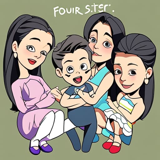  Four members in cartoon no sister